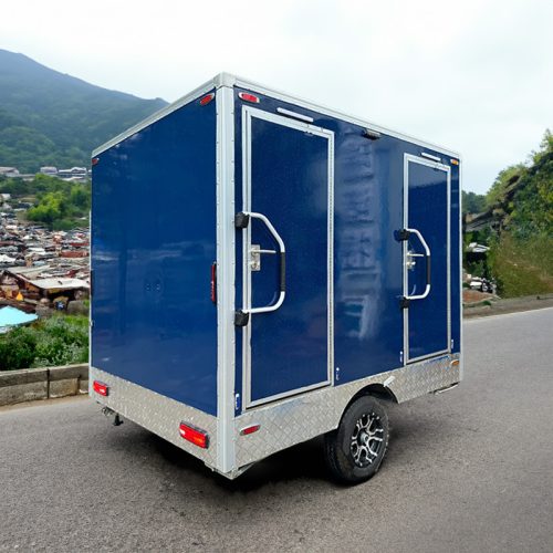 Blue 2-Station Restroom Trailer Portable Mobile Toilet Trailer for Sale