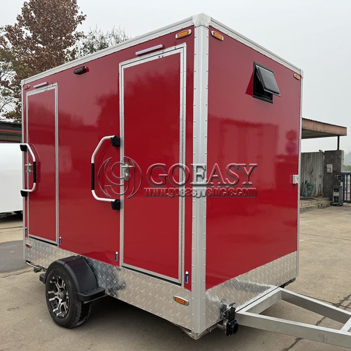 Custom Red 2-Station Restroom Trailer Portable Toilet Trailer for Sale