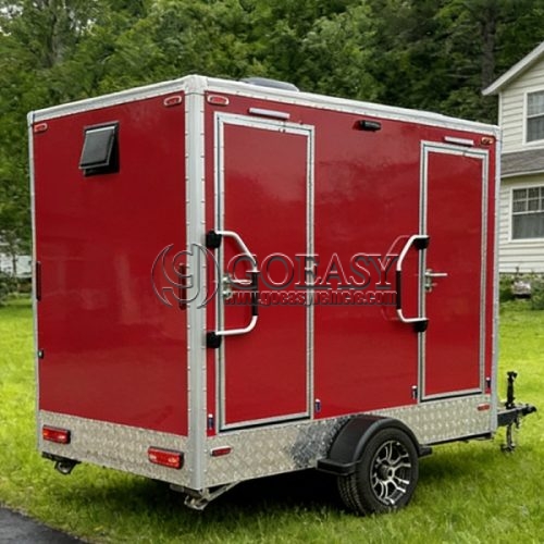 Custom Red 2-Station Restroom Trailer | Portable Toilet Trailer for Sale