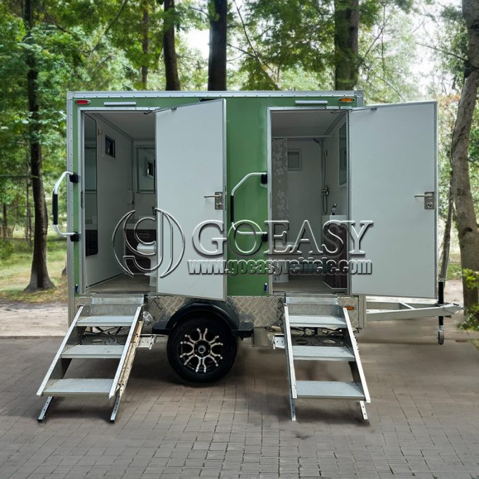 Light Green Luxury Toilet Trailer for Business Restroom Trailer for Events & Outdoor Use