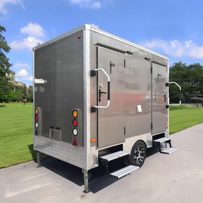 2 Station Luxury Toilet Trailer for Business Restroom Trailer for Weddings, Queues, Music Festivals