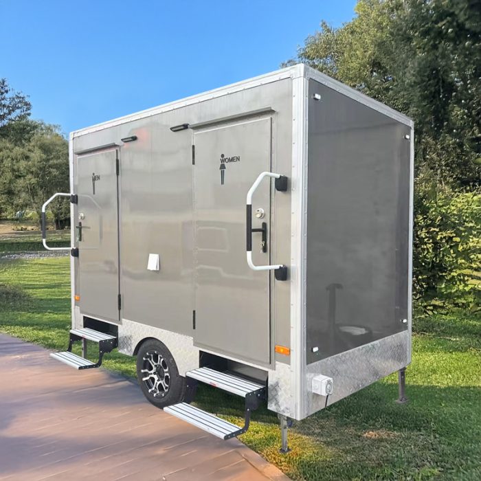 2 Station Luxury Toilet Trailer for Business Restroom Trailer for Weddings, Queues, Music Festivals