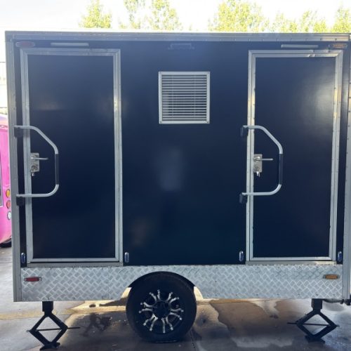 2-Station Black Luxury Restroom Trailer for Attractions, Parks