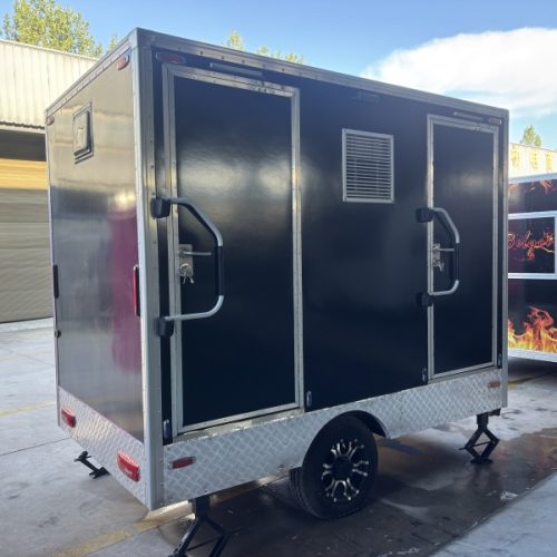 2-Station Black Luxury Restroom Trailer for Attractions, Parks