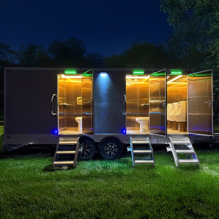 Premium 4-Station Restroom Trailer Luxury Mobile Toilet Trailer for Events & Venues