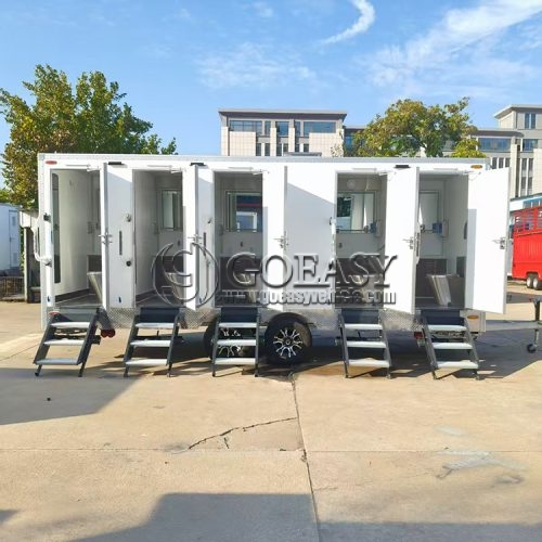 5 Station White Luxury Restroom Trailer