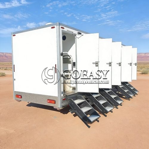 5 Station White Luxury Restroom Trailer Commercial Mobile Toilet Trailer