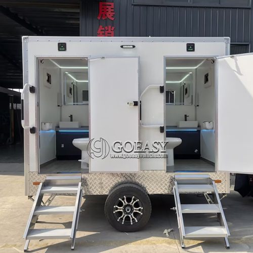 10FT White 2-Station Restroom Trailer for Small Outdoor Gatherings