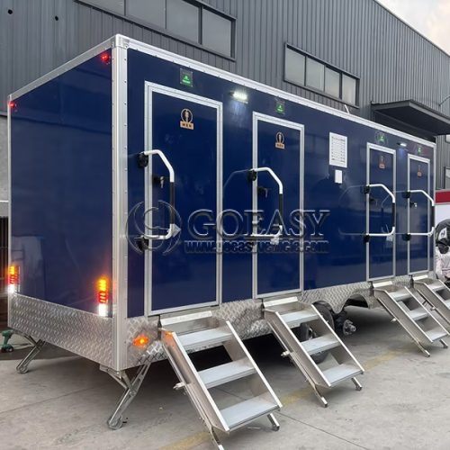 4-Station Blue Restroom Trailer Suitable for Weddings, Festivals, Markets and Concerts