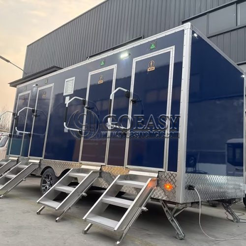 4-Station Blue Restroom Trailer Suitable for Weddings, Festivals, Markets and Concerts