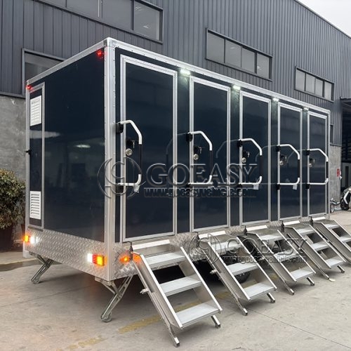 5 Black Station Portable Restroom Trailer Large Luxury Party Mobile Toilet Trailer