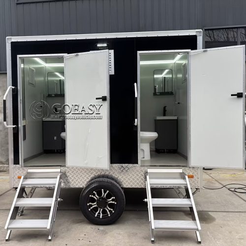 10FT Black 2 Station Restroom Trailer for Construction Sites