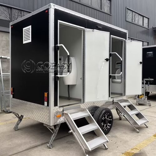 10FT Black 2 Station Restroom Trailer for Construction Sites
