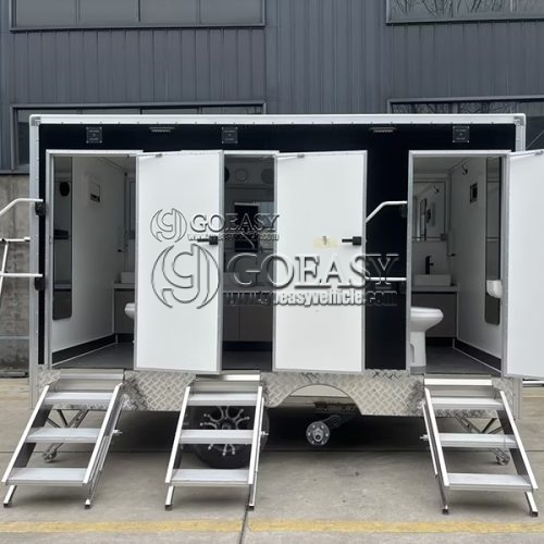12.5FT Black 2-Station Restroom Trailer Luxury Toilet Trailer for Sale