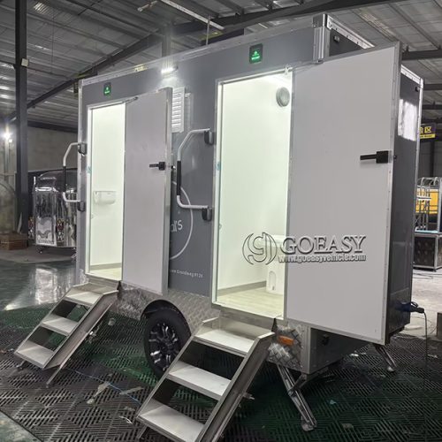 2-Station Gray Portable Restroom Trailer