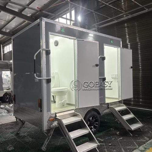 2-Station Gray Portable Restroom Trailer