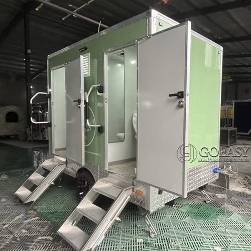 Customize 2 Station Light Green Toilet Trailer