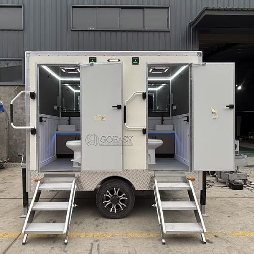 10FT White 2 Station Restroom Trailer Portable Toilet Trailer for Sale