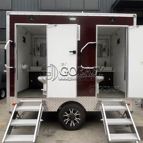 2 Station Red-brown Restroom Trailer