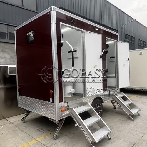 2 Station Red-brown Restroom Trailer