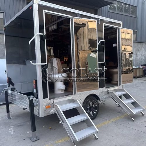 2 Station Black Luxury Restroom Trailer