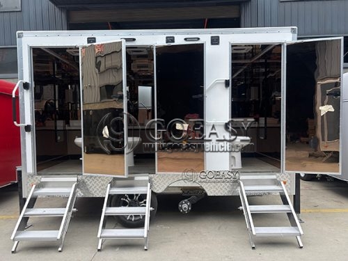 3 Station Luxury White Restroom Trailer for Events