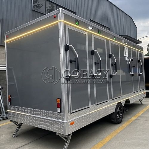 5-Station Grey Luxury Mobile Restroom Trailer for Various Events