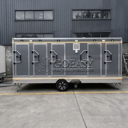 5-Station Grey Luxury Mobile Restroom Trailer for Various Events