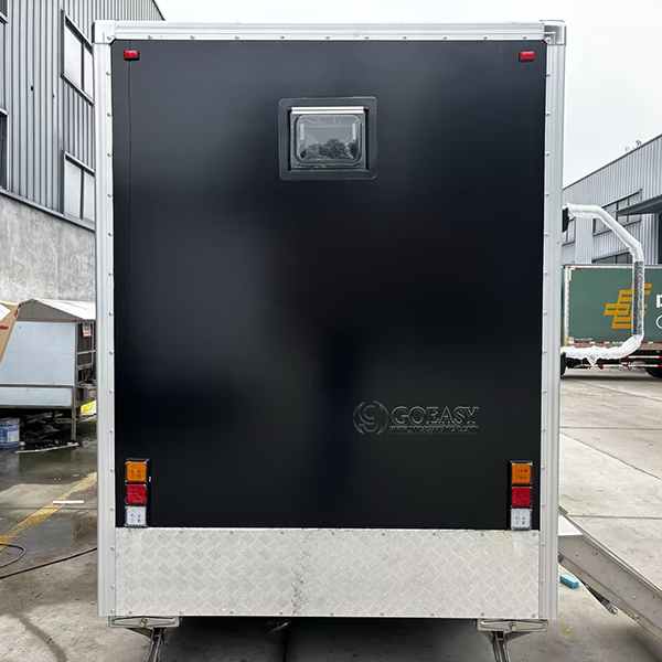 Black 2-Station Mobile Restroom Trailer for Wedding & Outdoor Gathering