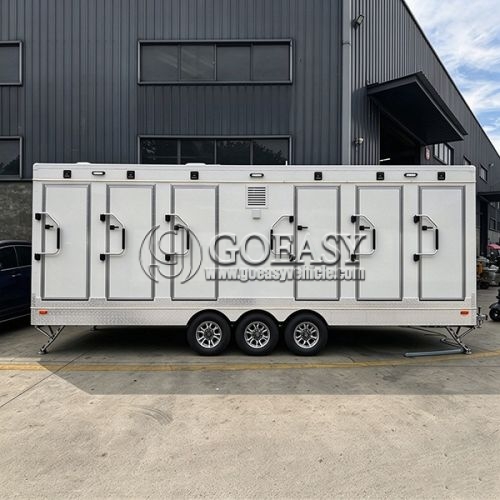White 6-Stall Luxury Mobile Restroom Trailer Portable Toilet Trailer